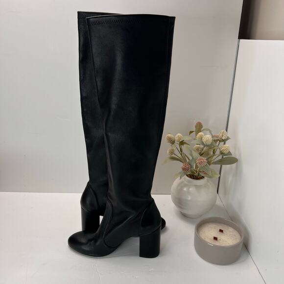 Stuart Weitzman Yuliana 85 Slouch Chunky Block Heel Boot Black Women 7.5B - Picture 7 of 10